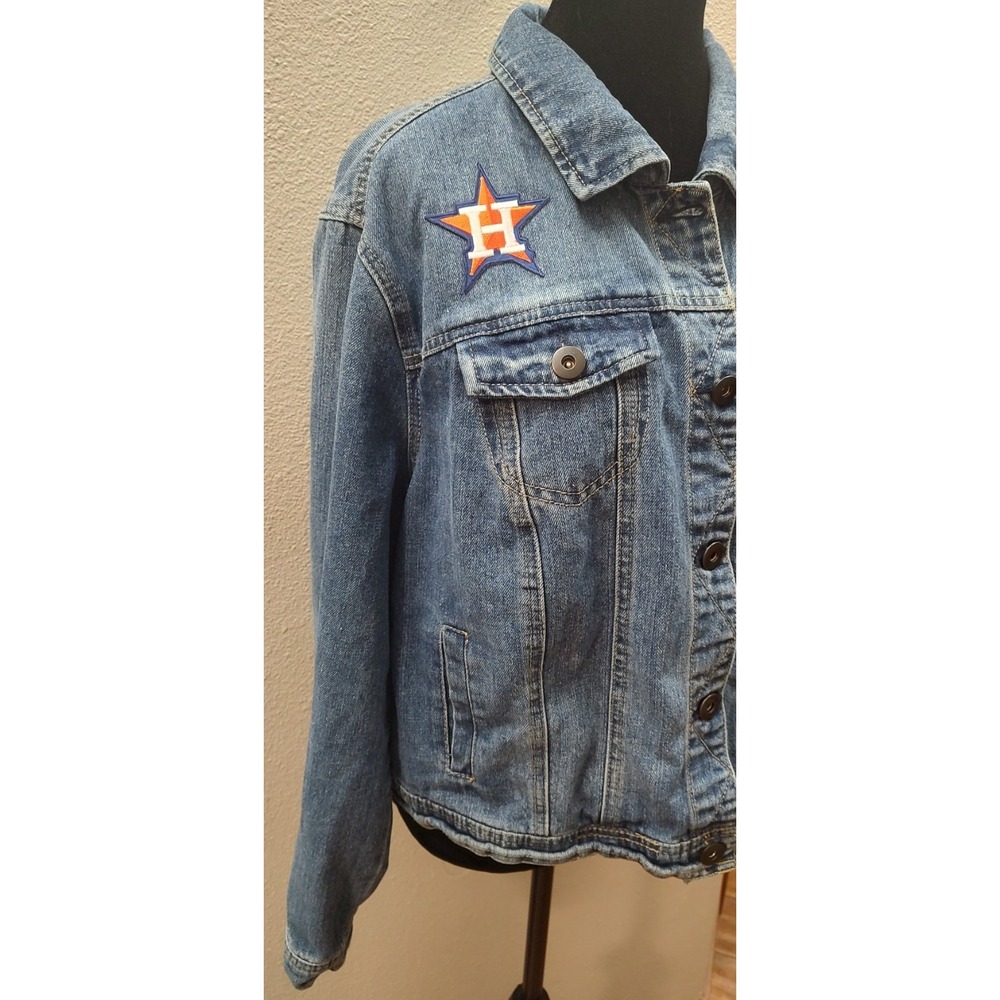 Houston Astros Adult Plus Size X Denim Baseball Jean Jacket MLB Jeremy Pena B17 - Picture 4 of 8